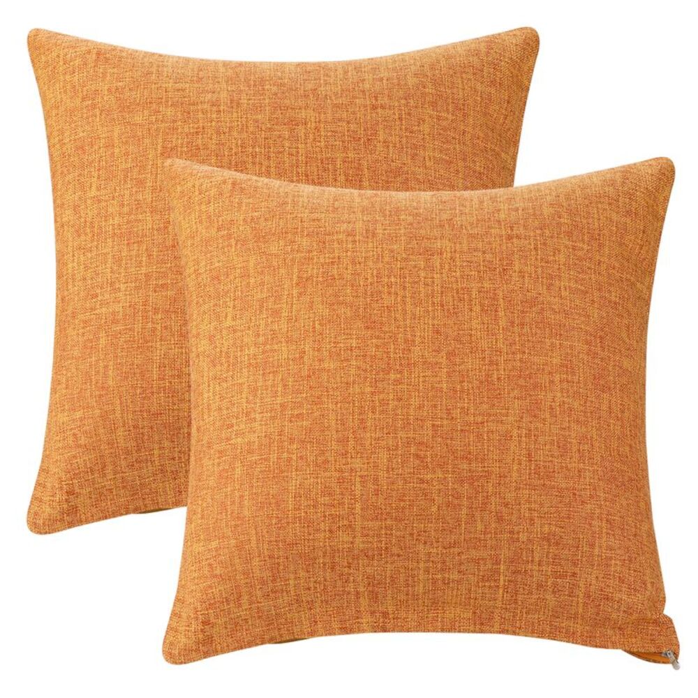 2pcs Throw Pillow Covers Square Sofa Cushion Case 20 x 20 Inch Orange